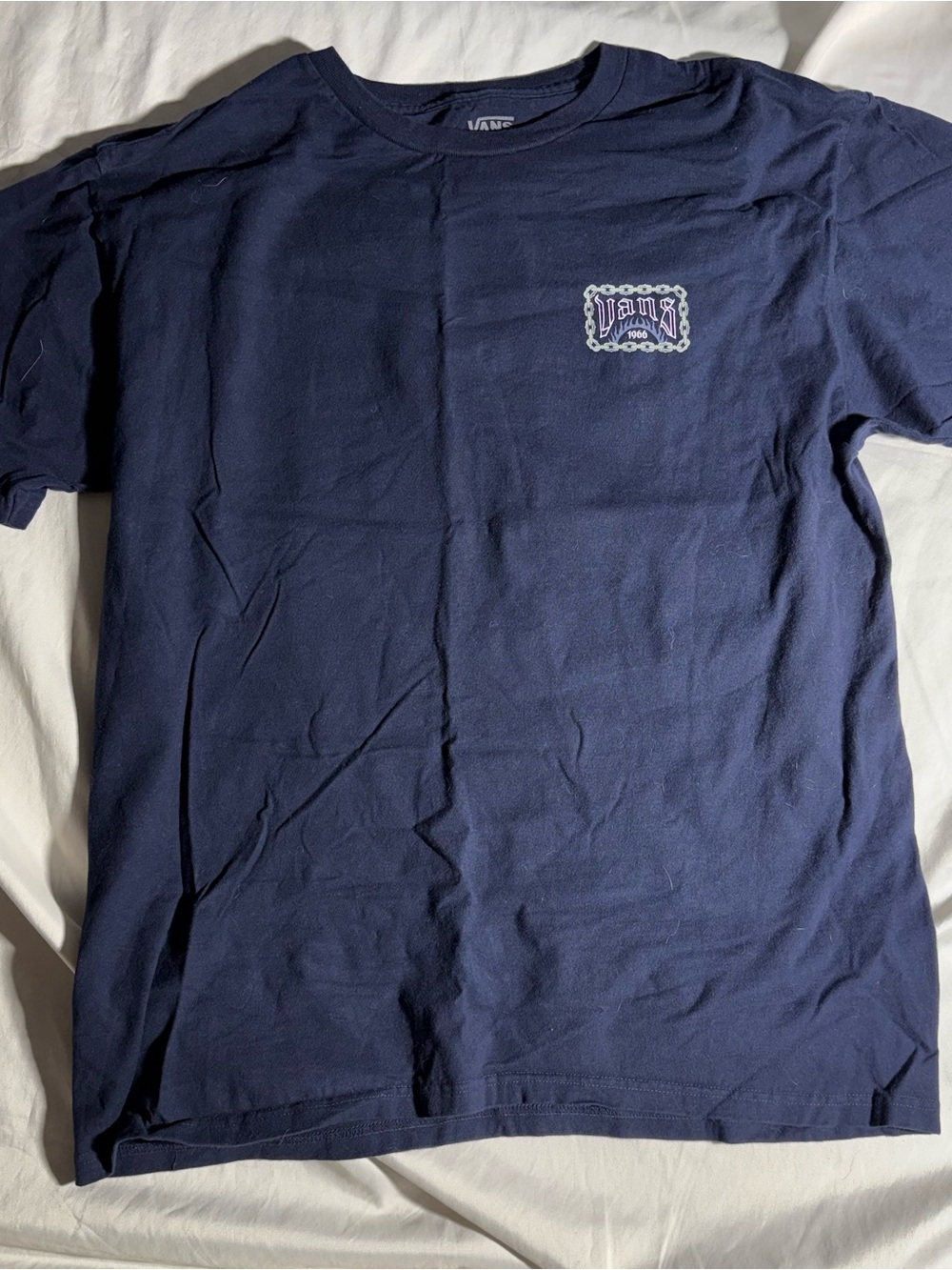 Vans Navy Short-Sleeve Logo Tee with Chest Emblem